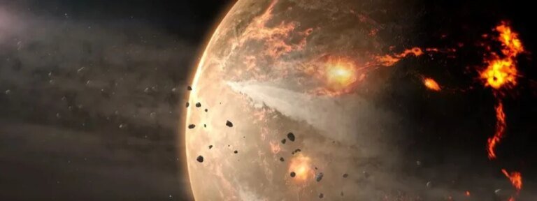 An Extended Barrage of Asteroid Impacts Made Earth Too Hot to Form Continents